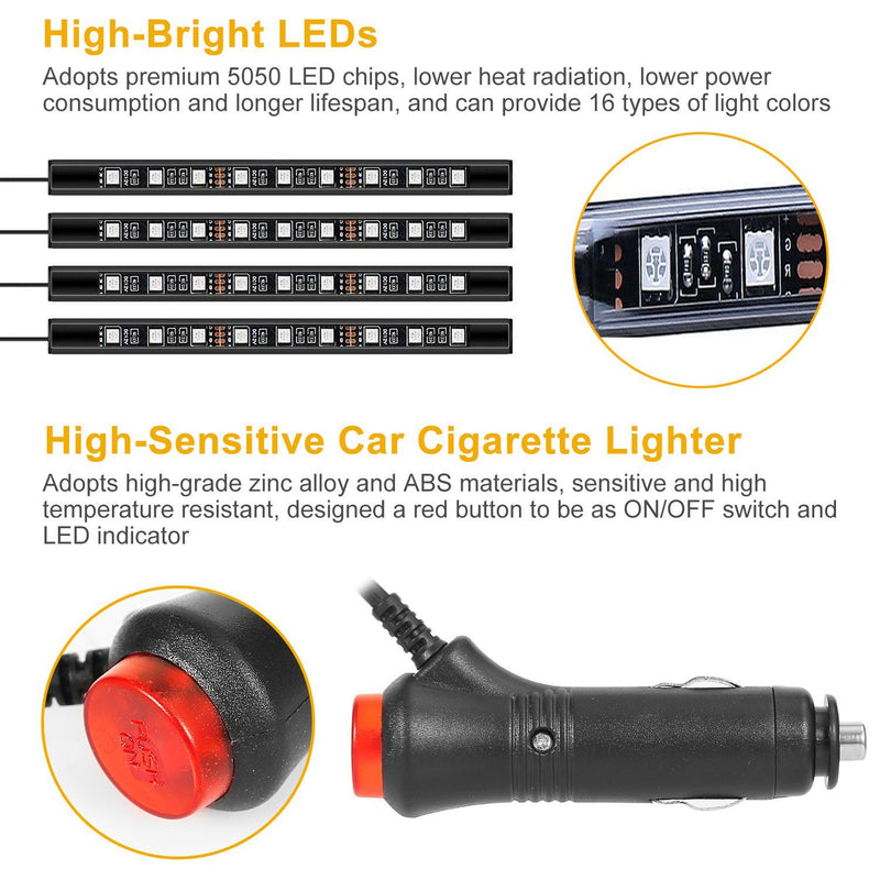 4-Pieces: 36 LEDs 12V Car Atmosphere Light Strip Automotive - DailySale