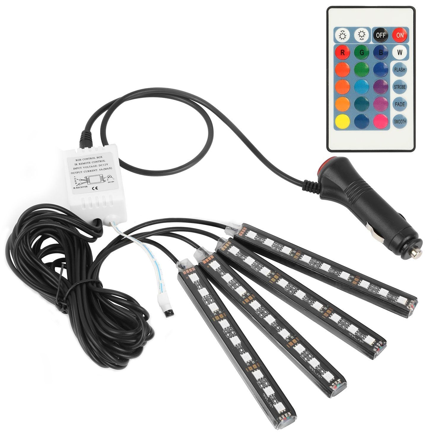 4-Pieces: 36 LEDs 12V Car Atmosphere Light Strip Automotive - DailySale