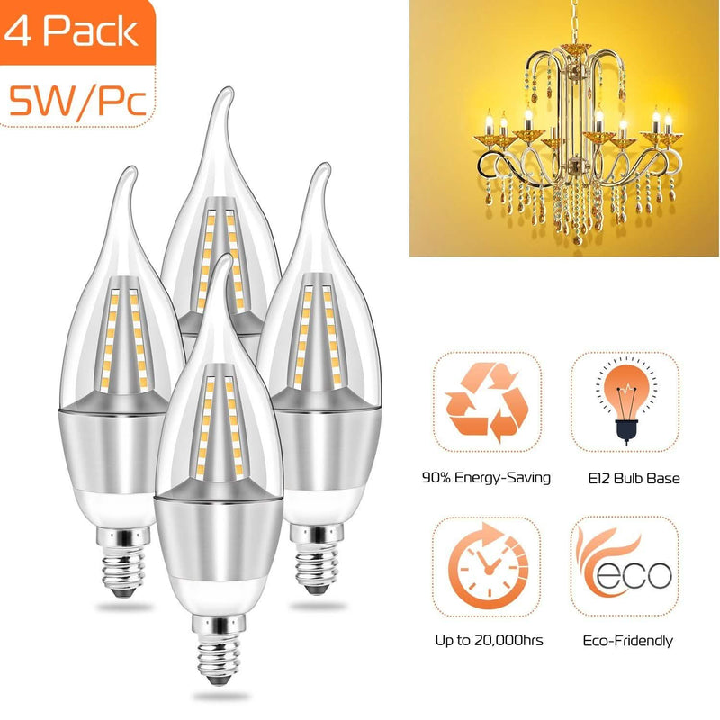 4-Pieces: 5W E12 Candelaria Bulbs Indoor Lighting - DailySale