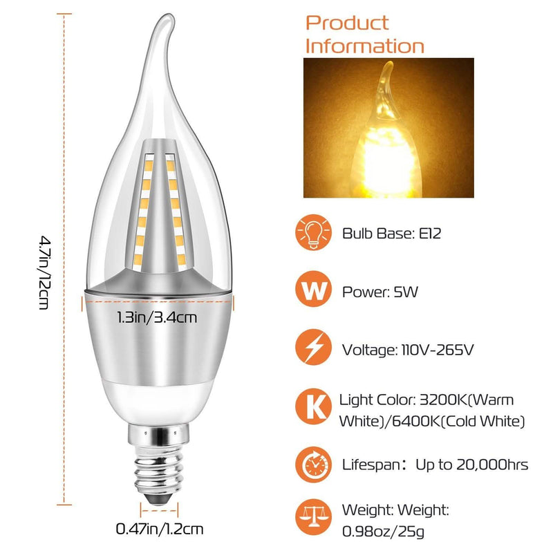 4-Pieces: 5W E12 Candelaria Bulbs Indoor Lighting - DailySale