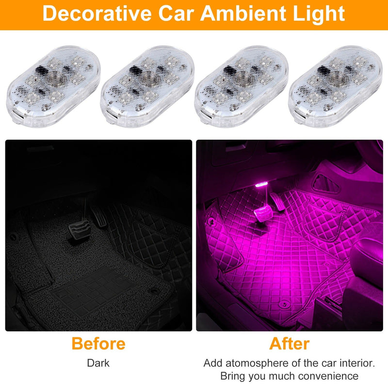 4-Pieces: Cordless Car Interior Light USB Rechargeable Automotive - DailySale