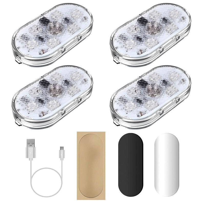 4-Pieces: Cordless Car Interior Light USB Rechargeable Automotive - DailySale