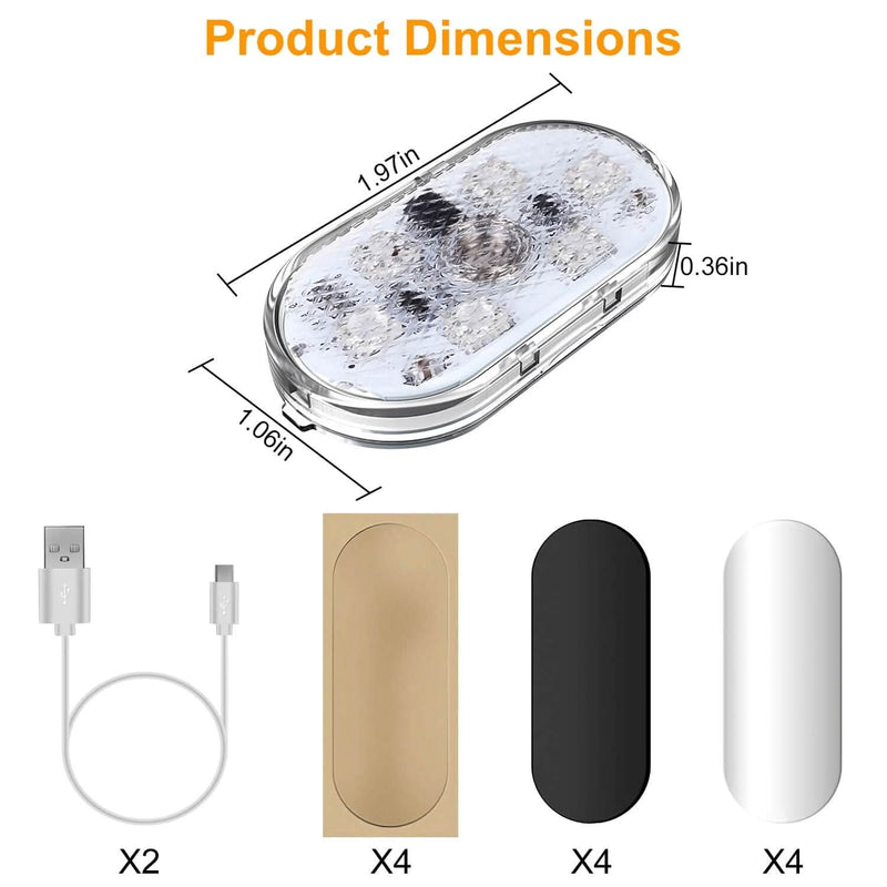 4-Pieces: Cordless Car Interior Light USB Rechargeable Automotive - DailySale