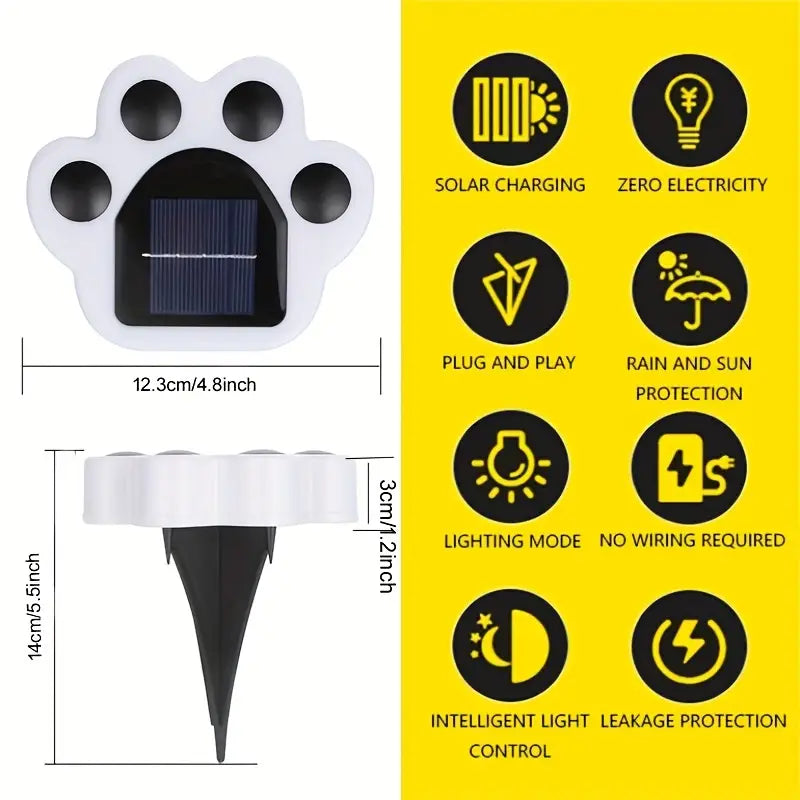 4-Pieces: Cute Paw-Shaped Solar Lawn Lights Outdoor Lighting - DailySale