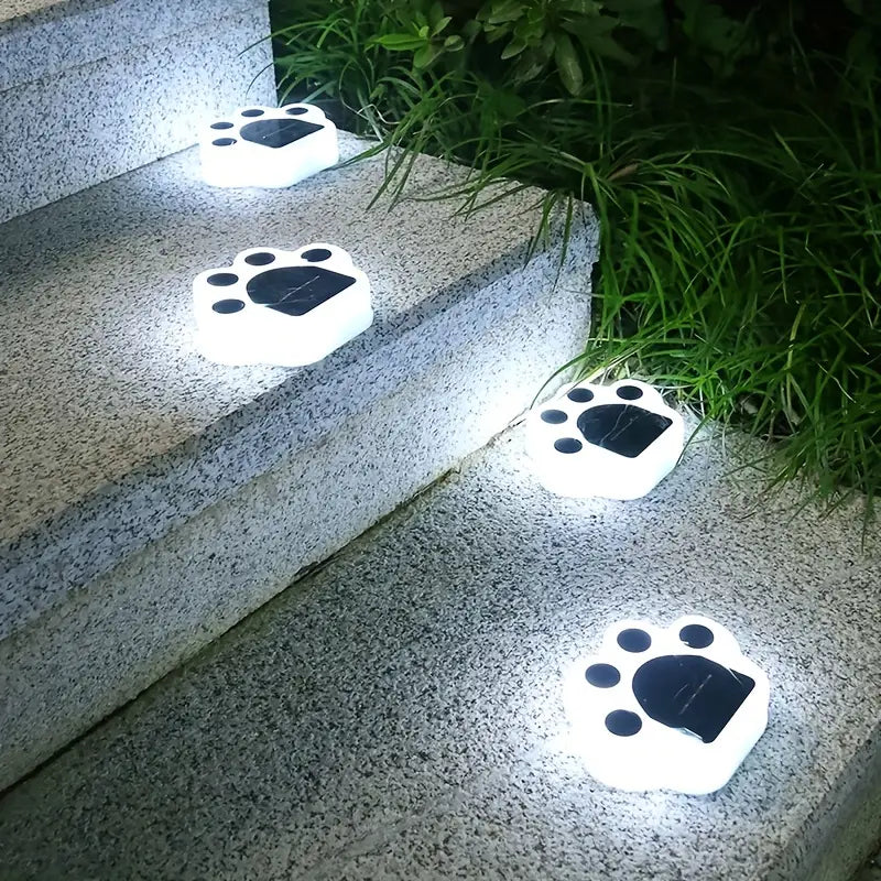 4-Pieces: Cute Paw-Shaped Solar Lawn Lights Outdoor Lighting - DailySale