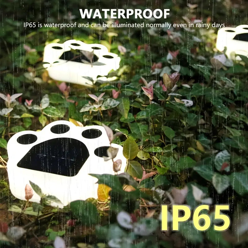 4-Pieces: Cute Paw-Shaped Solar Lawn Lights Outdoor Lighting - DailySale