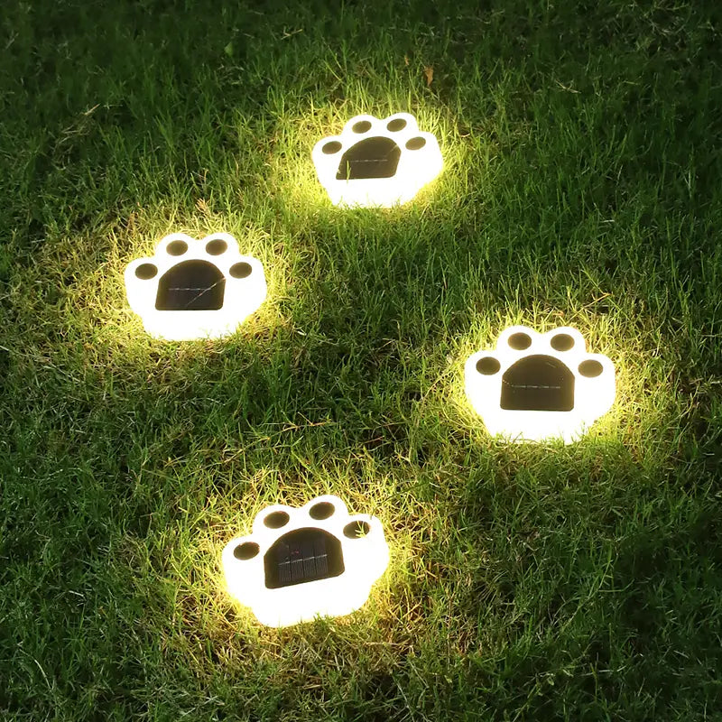 4-Pieces: Cute Paw-Shaped Solar Lawn Lights Outdoor Lighting - DailySale