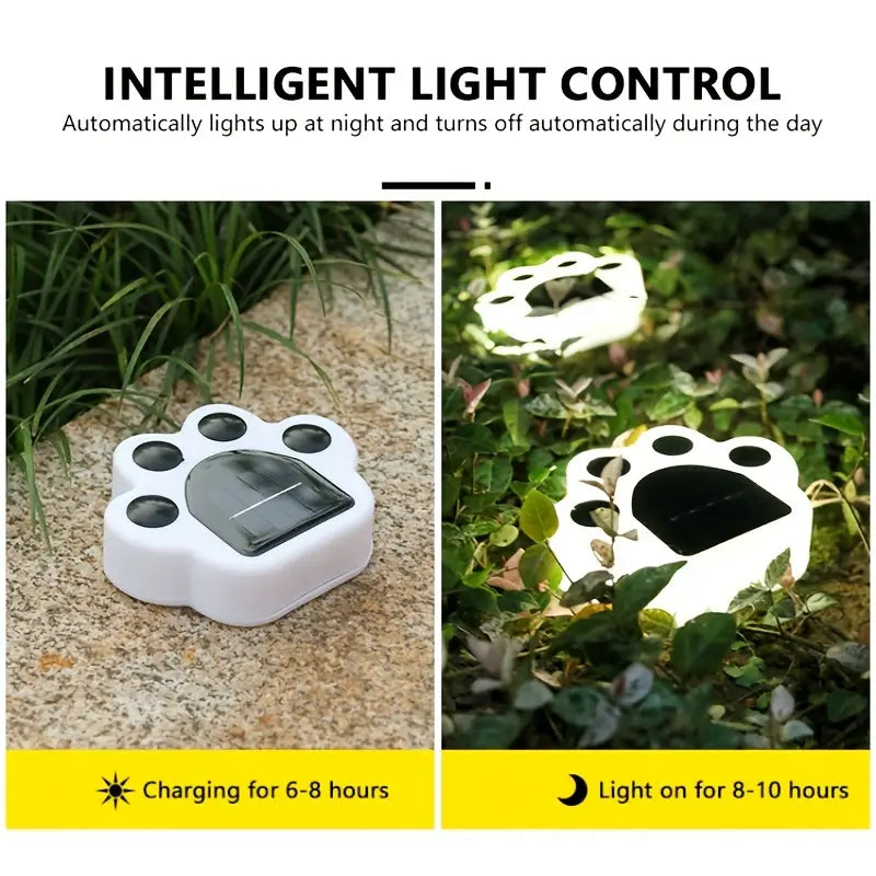 4-Pieces: Cute Paw-Shaped Solar Lawn Lights Outdoor Lighting - DailySale