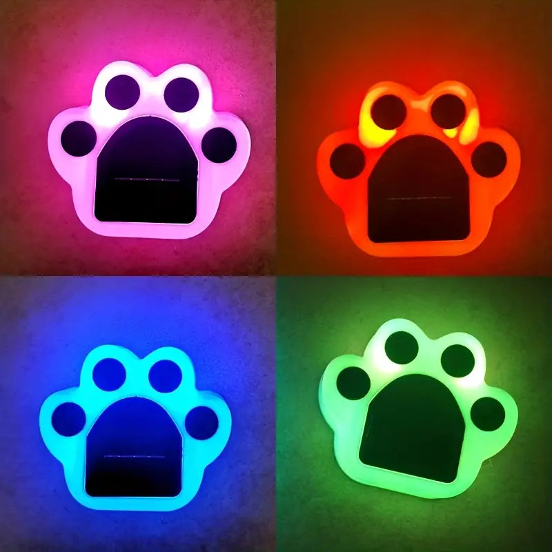 4-Pieces: Cute Paw-Shaped Solar Lawn Lights Outdoor Lighting Multicolor - DailySale