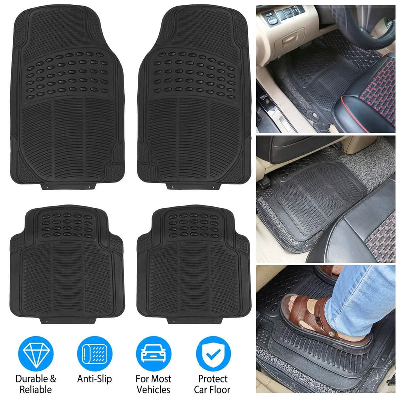 4-Pieces: Heavy Duty PVC Rubber Automotive Floor Mats with Trimmable Design Automotive - DailySale