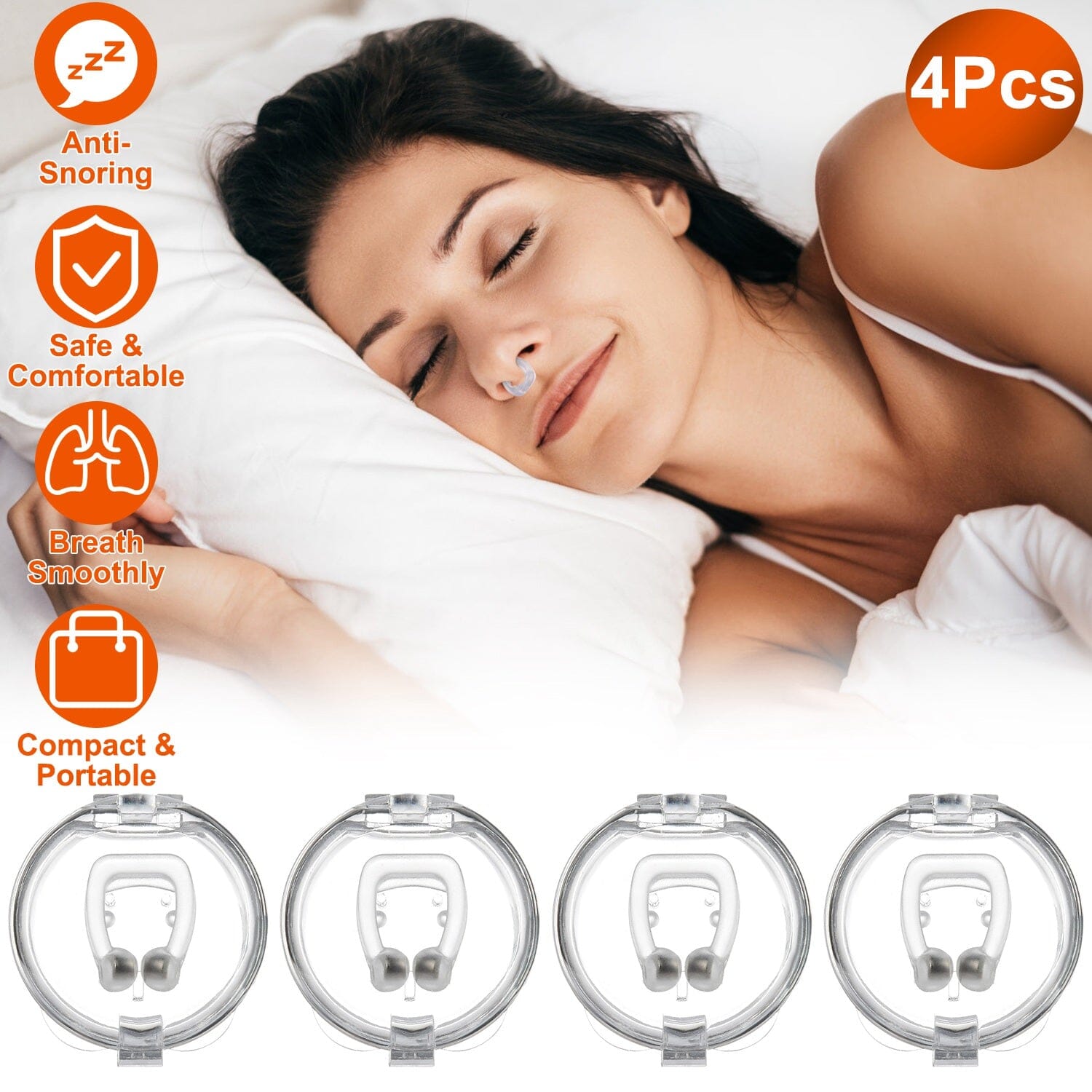 4-Pieces: Magnetic Nose Clip Anti Snoring Device Wellness - DailySale