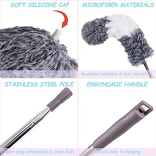 4-Pieces: Reusable Bendable Dusters with Extension Pole Everything Else - DailySale