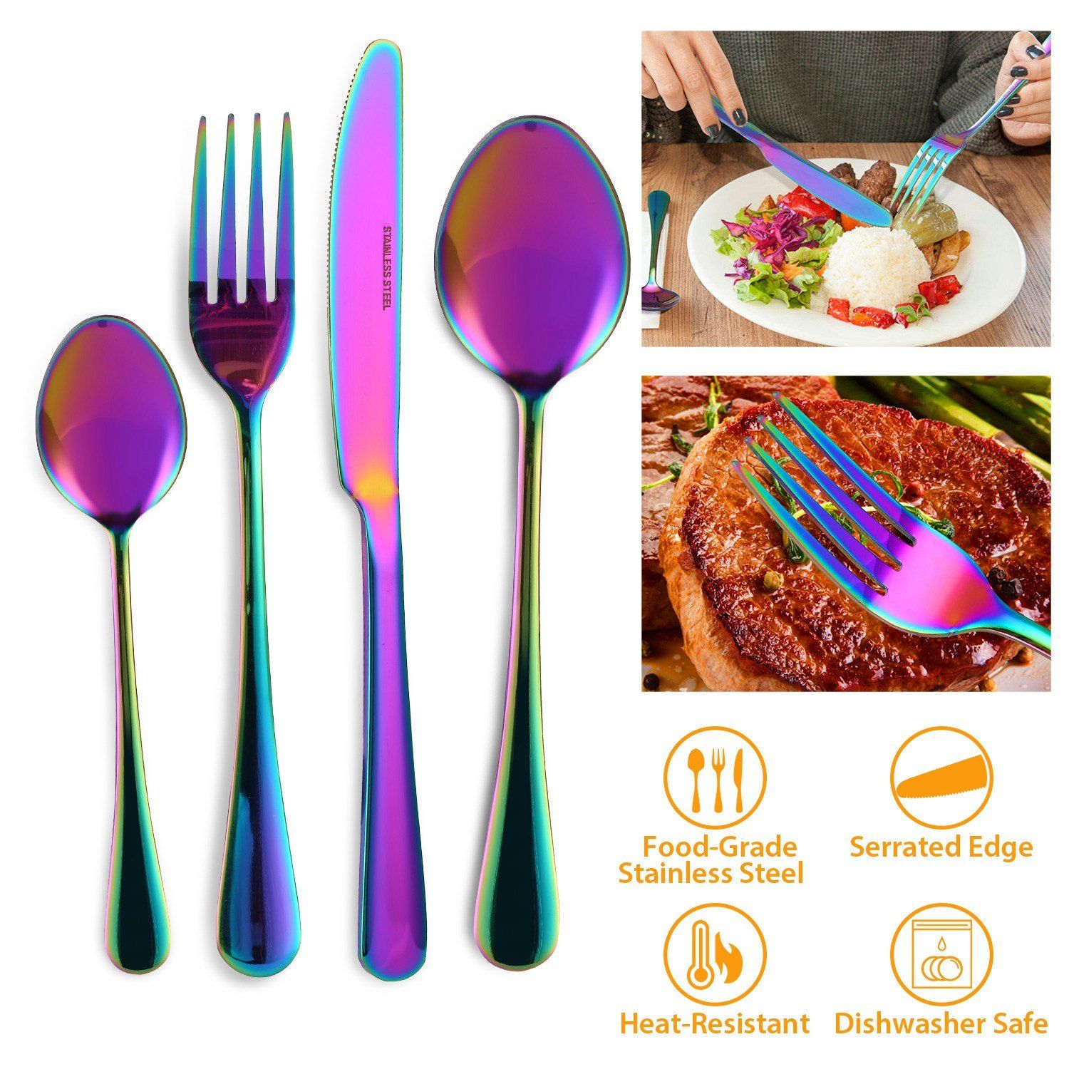 4-Pieces Set: Flatware Stainless Steel Silverware Cutlery Kitchen Set Kitchen & Dining - DailySale