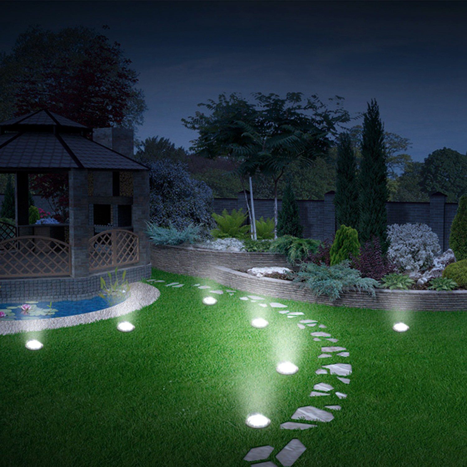 4-Pieces: Solar Powered Ground Light Outdoor Lighting - DailySale