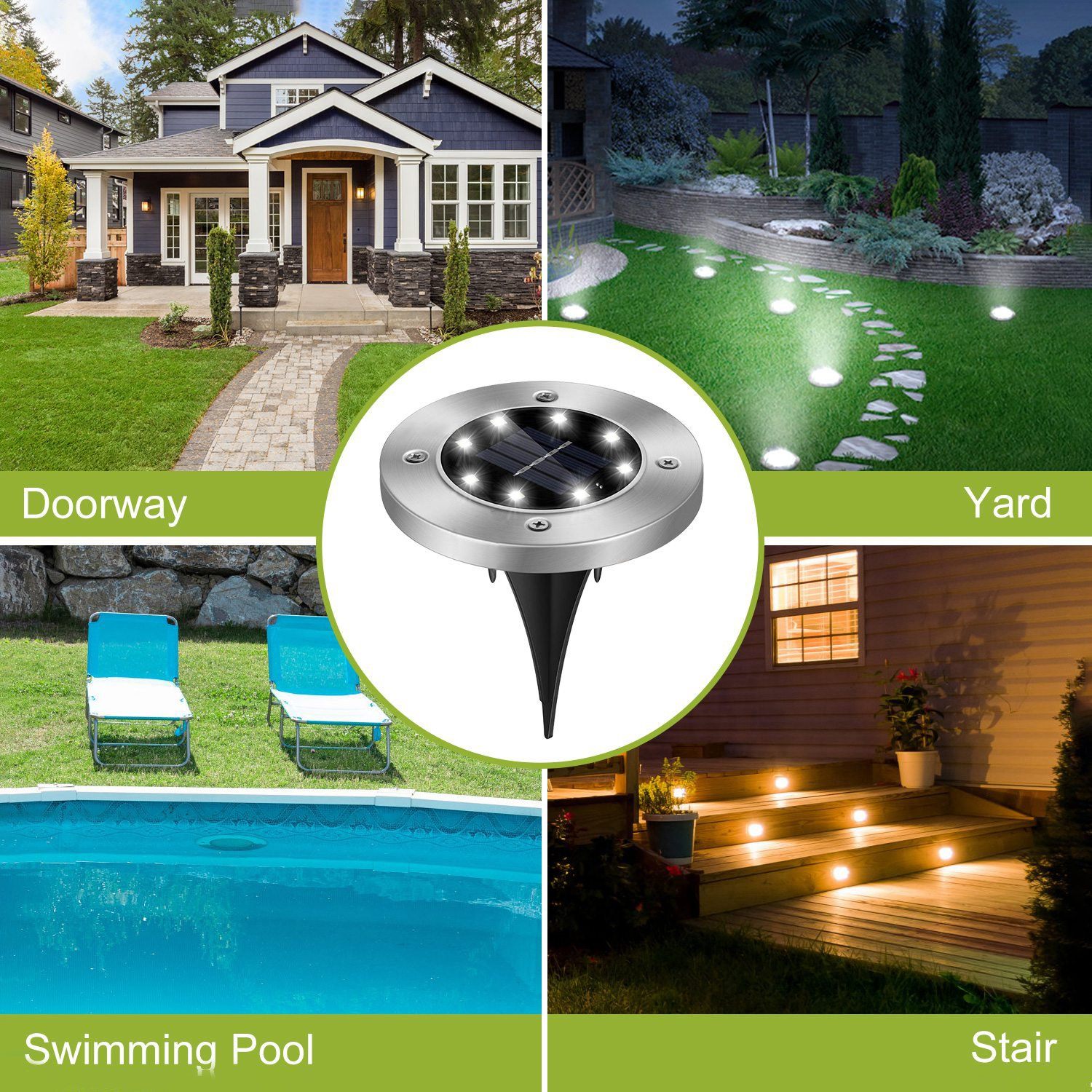 4-Pieces: Solar Powered Ground Light Outdoor Lighting - DailySale