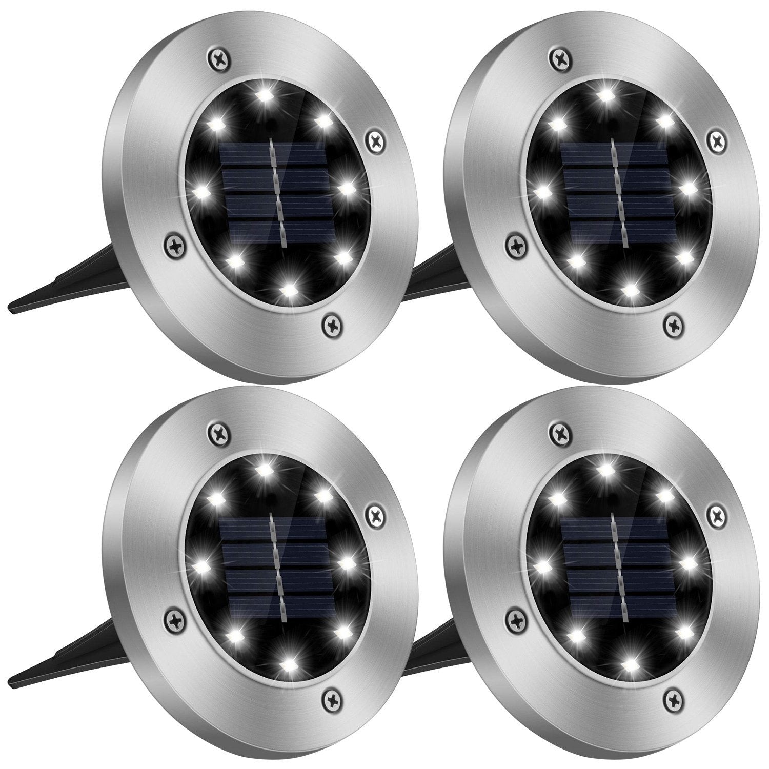 4-Pieces: Solar Powered Ground Light Outdoor Lighting - DailySale