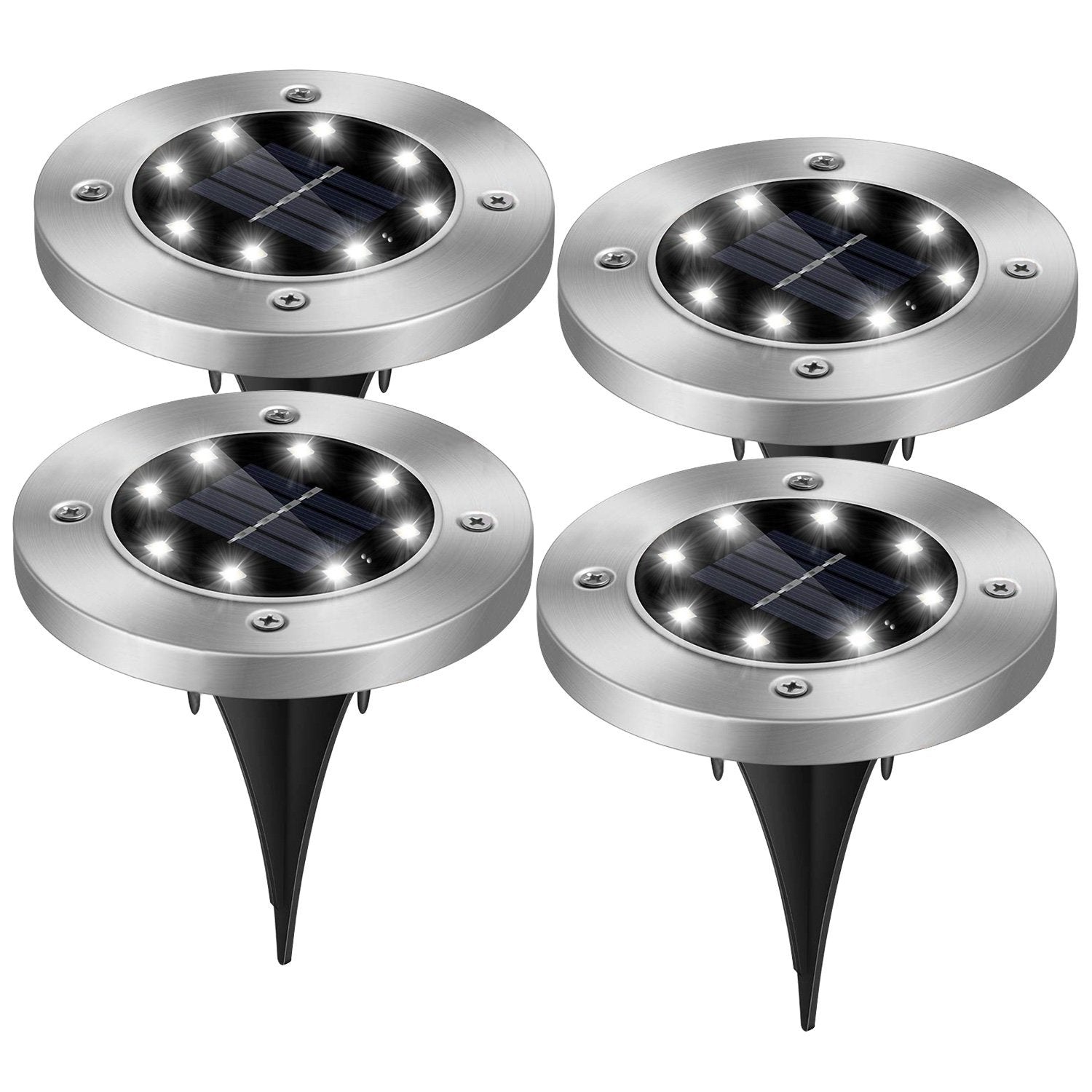 4-Pieces: Solar Powered Ground Light Outdoor Lighting - DailySale