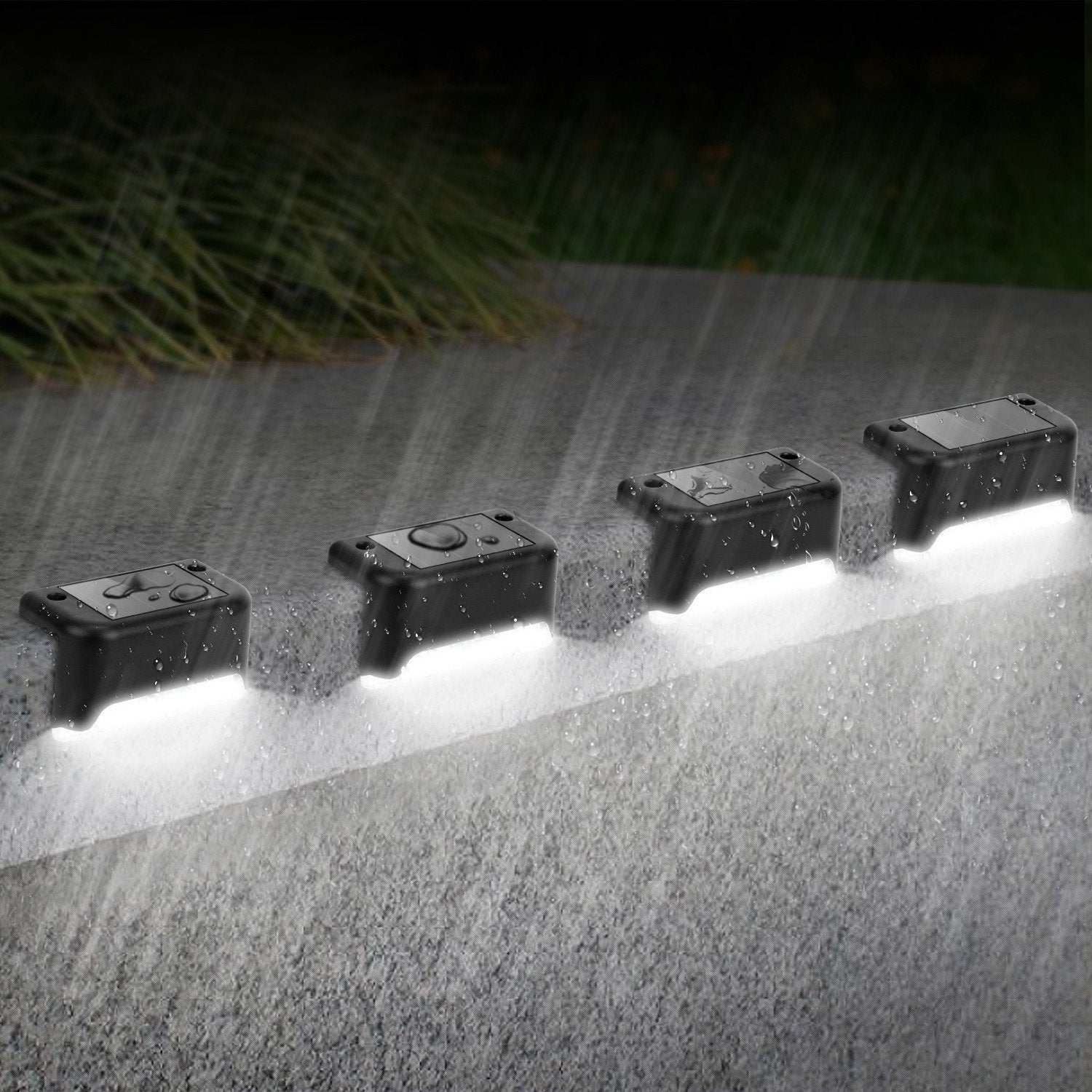 4-Pieces: Solar Powered LED Step Lights Outdoor Lighting - DailySale