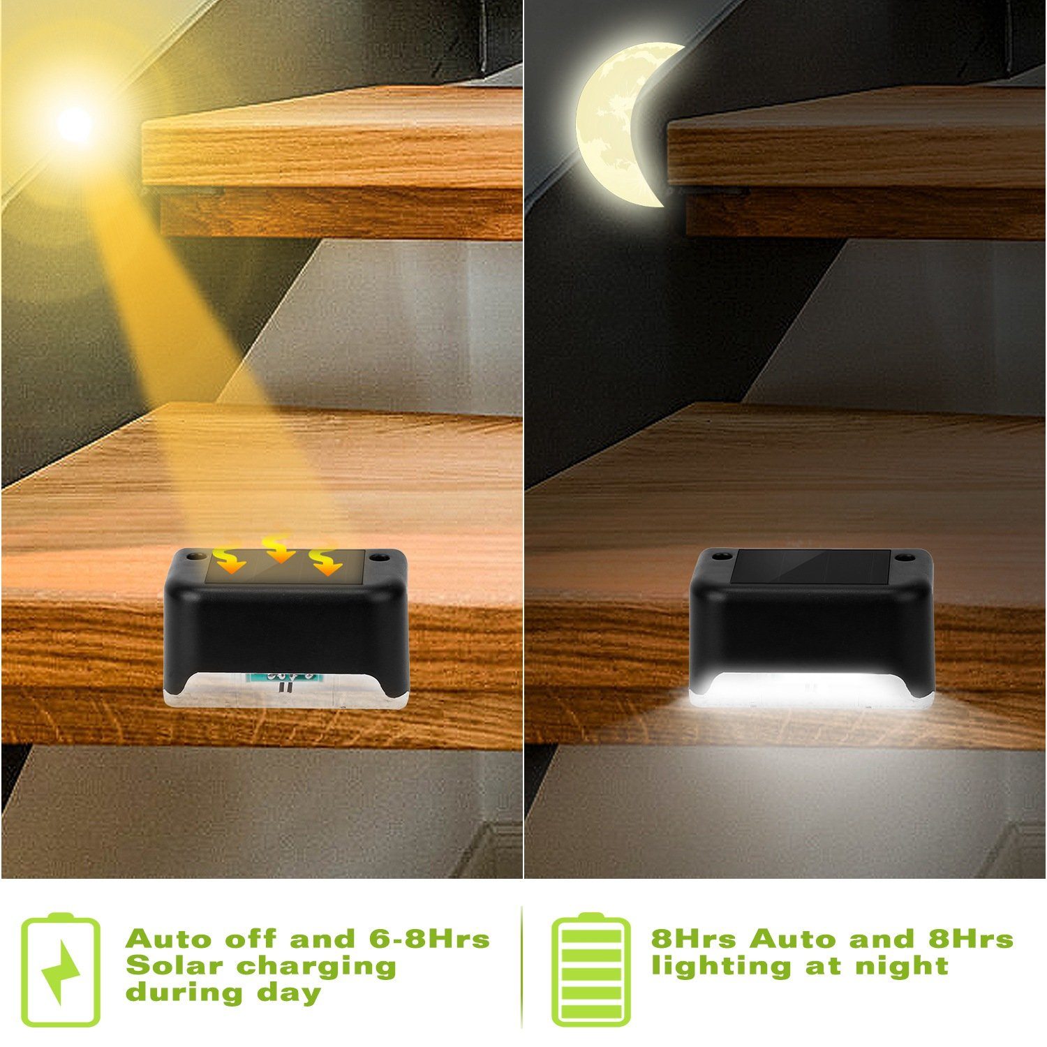 4-Pieces: Solar Powered LED Step Lights Outdoor Lighting - DailySale