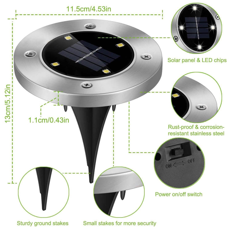 4-Pieces: Solar Waterproof Ground Light Lighting & Decor - DailySale