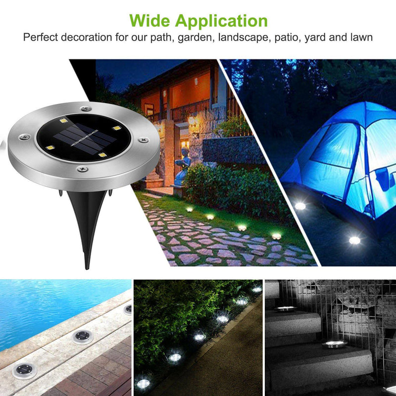 4-Pieces: Solar Waterproof Ground Light Lighting & Decor - DailySale
