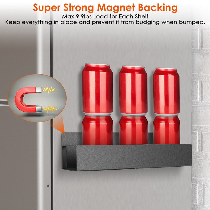4-Pieces: Spice Rack Strong Magnetic Seasoning Storage Shelf with 8 Removable Hooks Kitchen Storage - DailySale