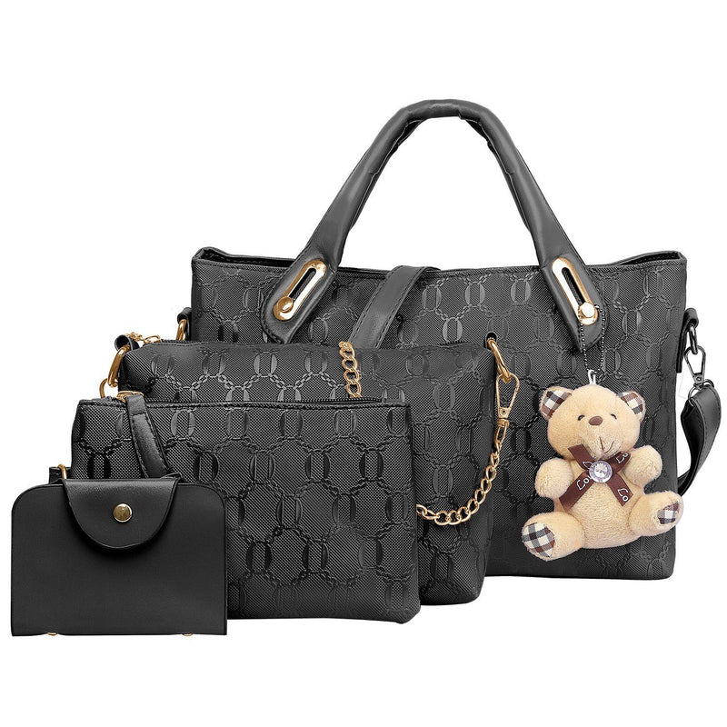 4-Pieces: Women Leather Handbag