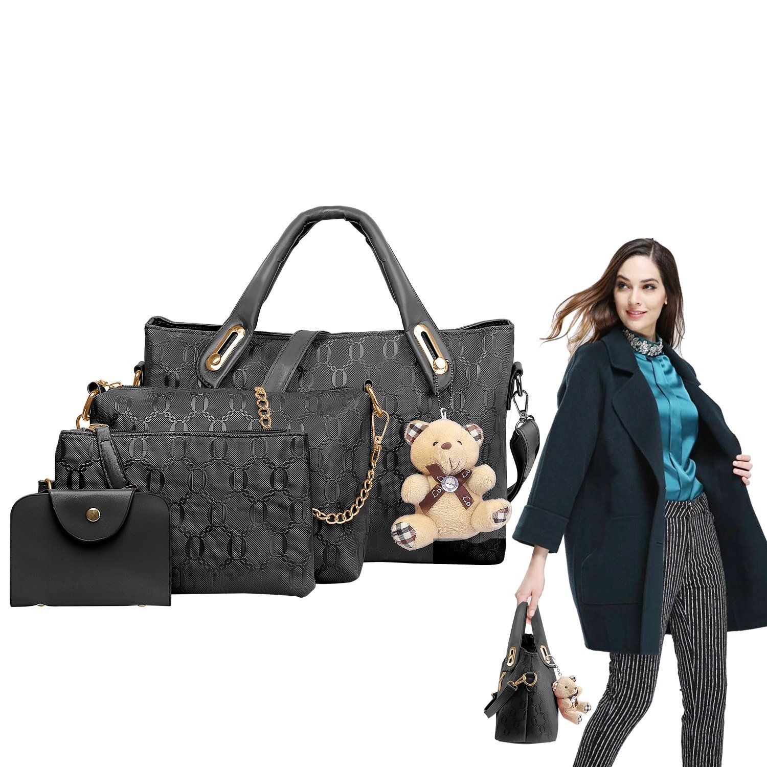 4-Pieces: Women Leather Handbag Bags & Travel - DailySale