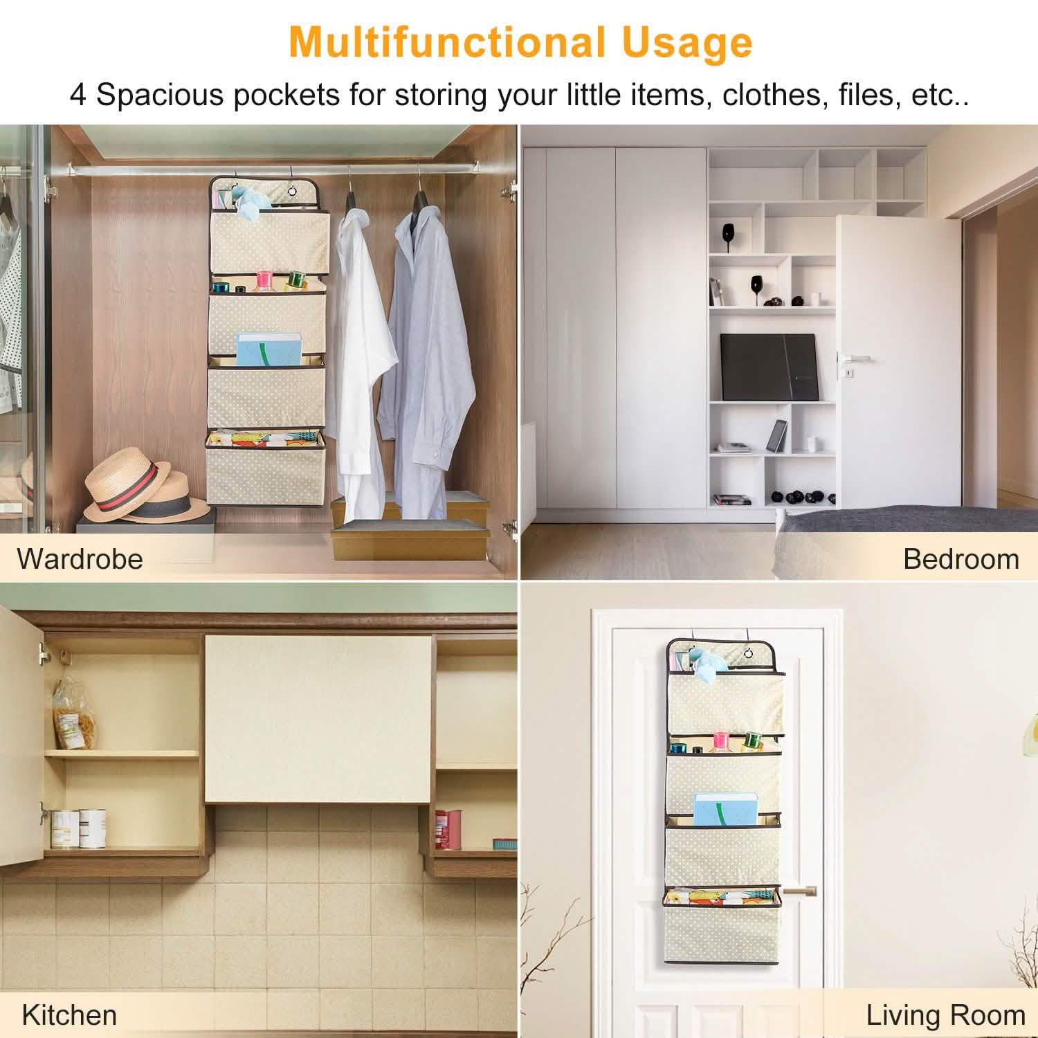 4-Pockets Wall Mount Closet Storage Organizer Closet & Storage - DailySale