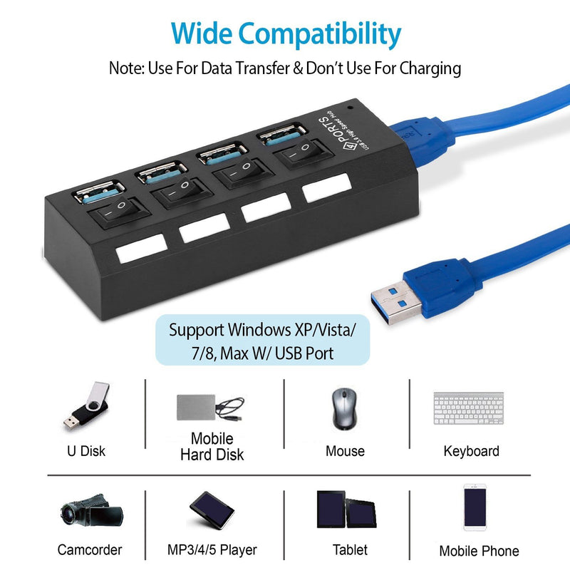 4 Port USB 3.0 Hub High Speed Adapter Computer Accessories - DailySale