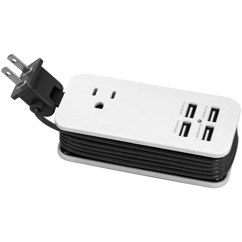 4 Port USB with Single AC Extendable Wire Charging Station Mobile Accessories Black - DailySale