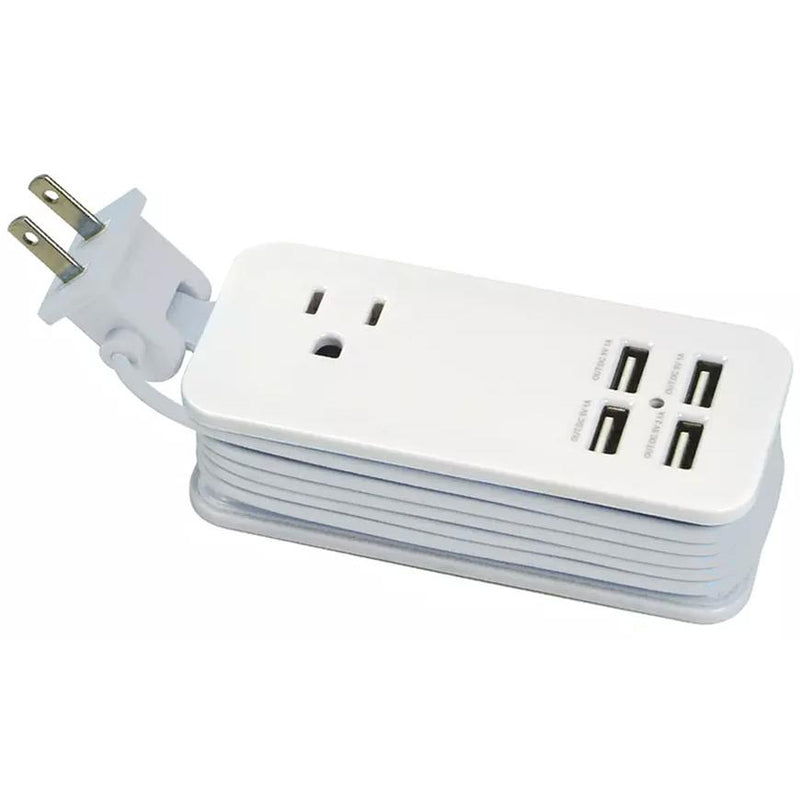 4 Port USB with Single AC Extendable Wire Charging Station Mobile Accessories White - DailySale