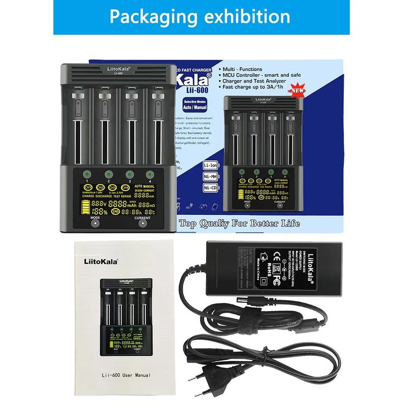 4 Slots Independent Charging Battery Charger Household Batteries & Electrical - DailySale