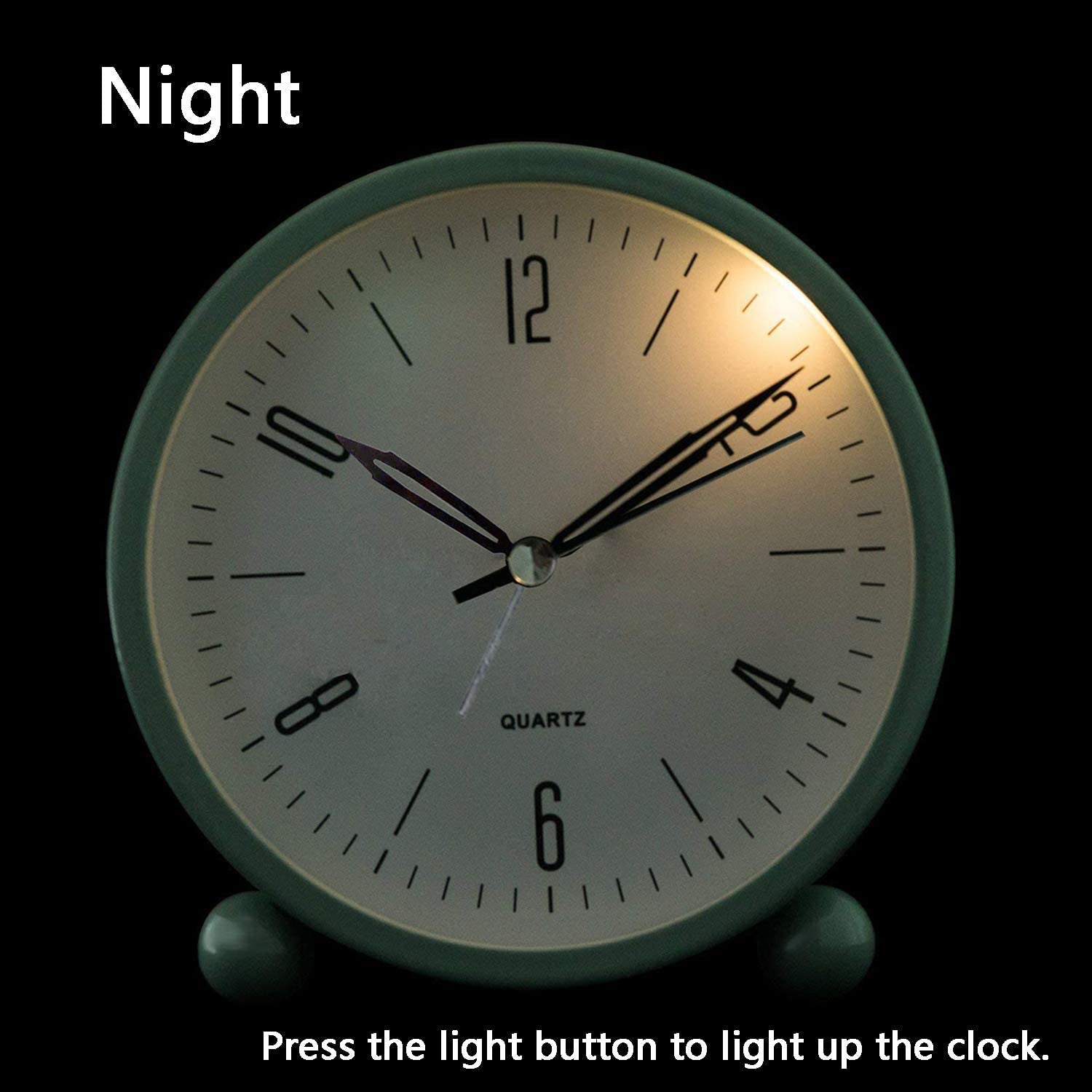 4" Super Silent Non Ticking Analog Alarm Clock with Night Light Household Appliances - DailySale