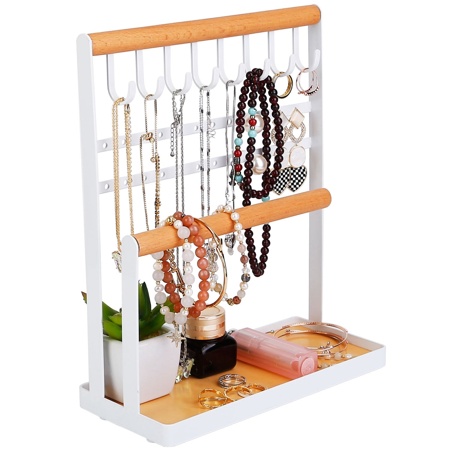 4-Tier Tabletop Wooden Jewelry Display Stand Closet & Storage - DailySale