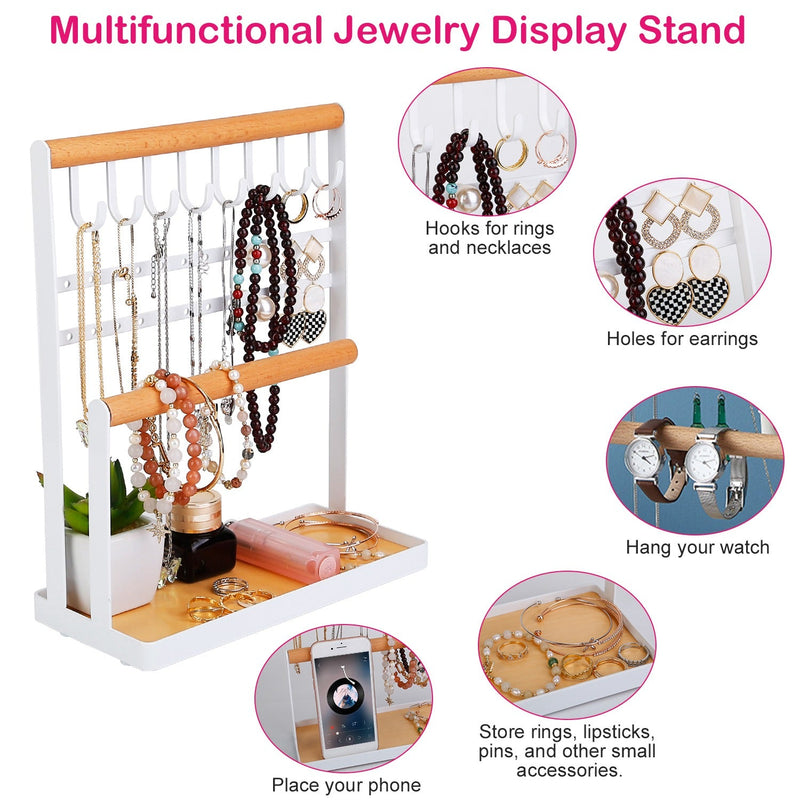4-Tier Tabletop Wooden Jewelry Display Stand Closet & Storage - DailySale