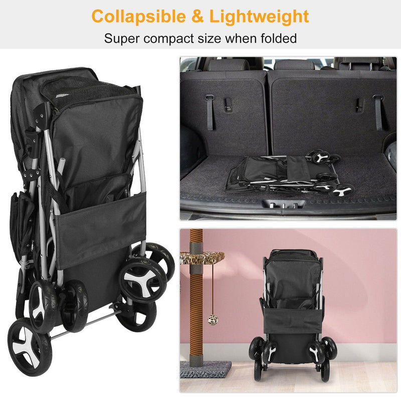 4 Wheels Pet Foldable Stroller Pet Supplies - DailySale