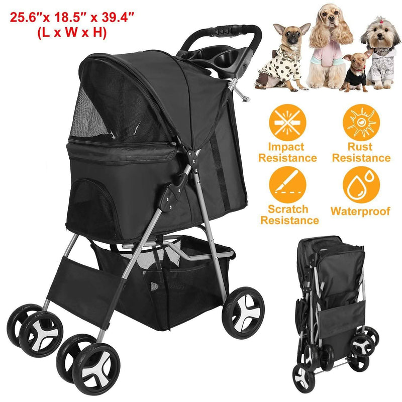 4 Wheels Pet Foldable Stroller Pet Supplies - DailySale