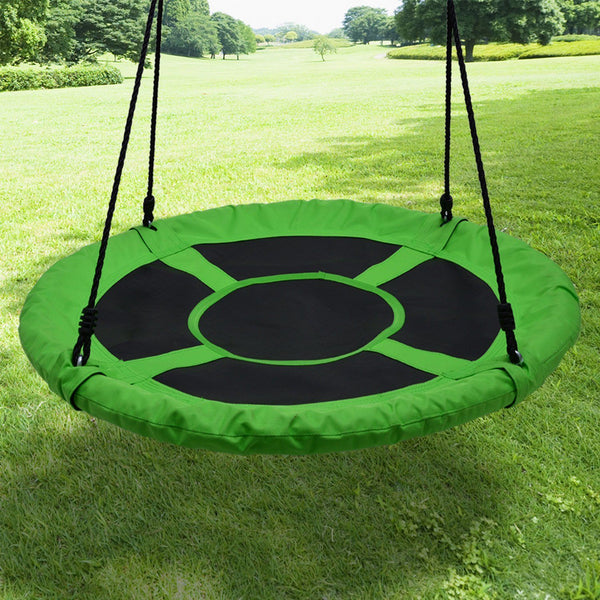 Hanging 40" Flying Saucer Tree Swing Chair Kids Round Hanging Rope Seat in green