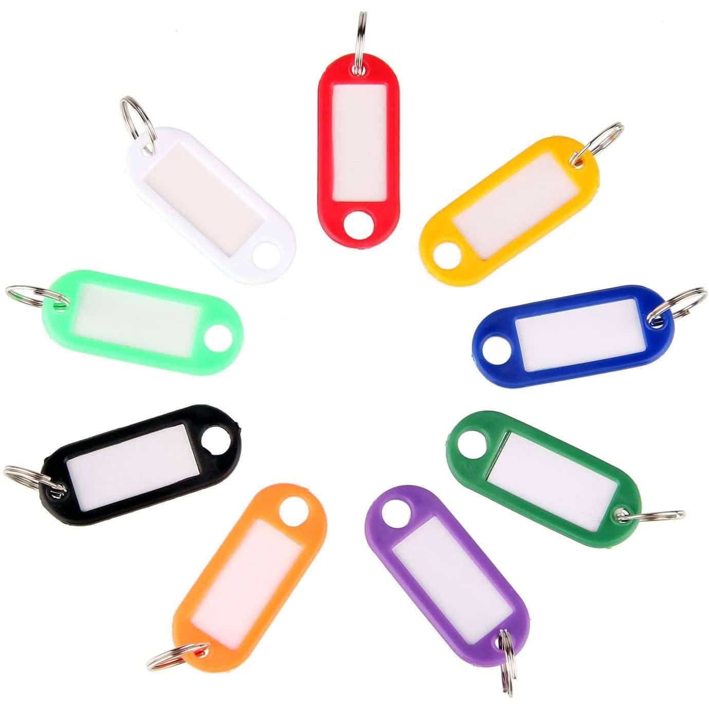 Interlocking Key Tag 40-Pack: Uniclife Tough Plastic Key Tags with Split Ring Label Window