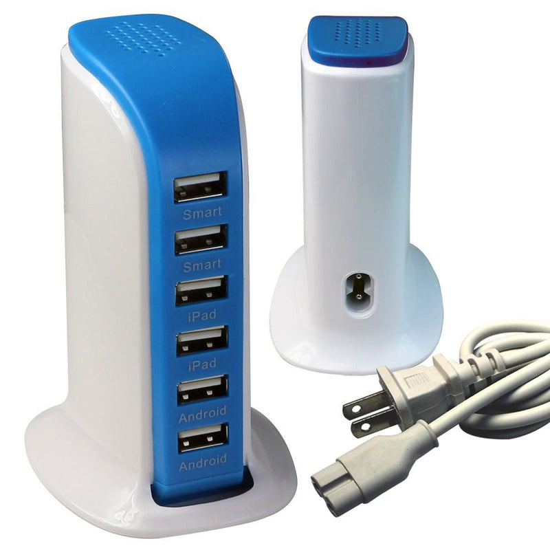 40 Watt 6-Port USB Power Charging Station Mobile Accessories Blue - DailySale
