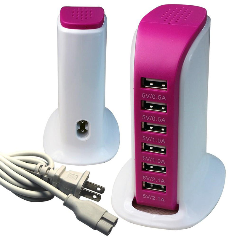 40 Watt 6-Port USB Power Charging Station Mobile Accessories Pink - DailySale