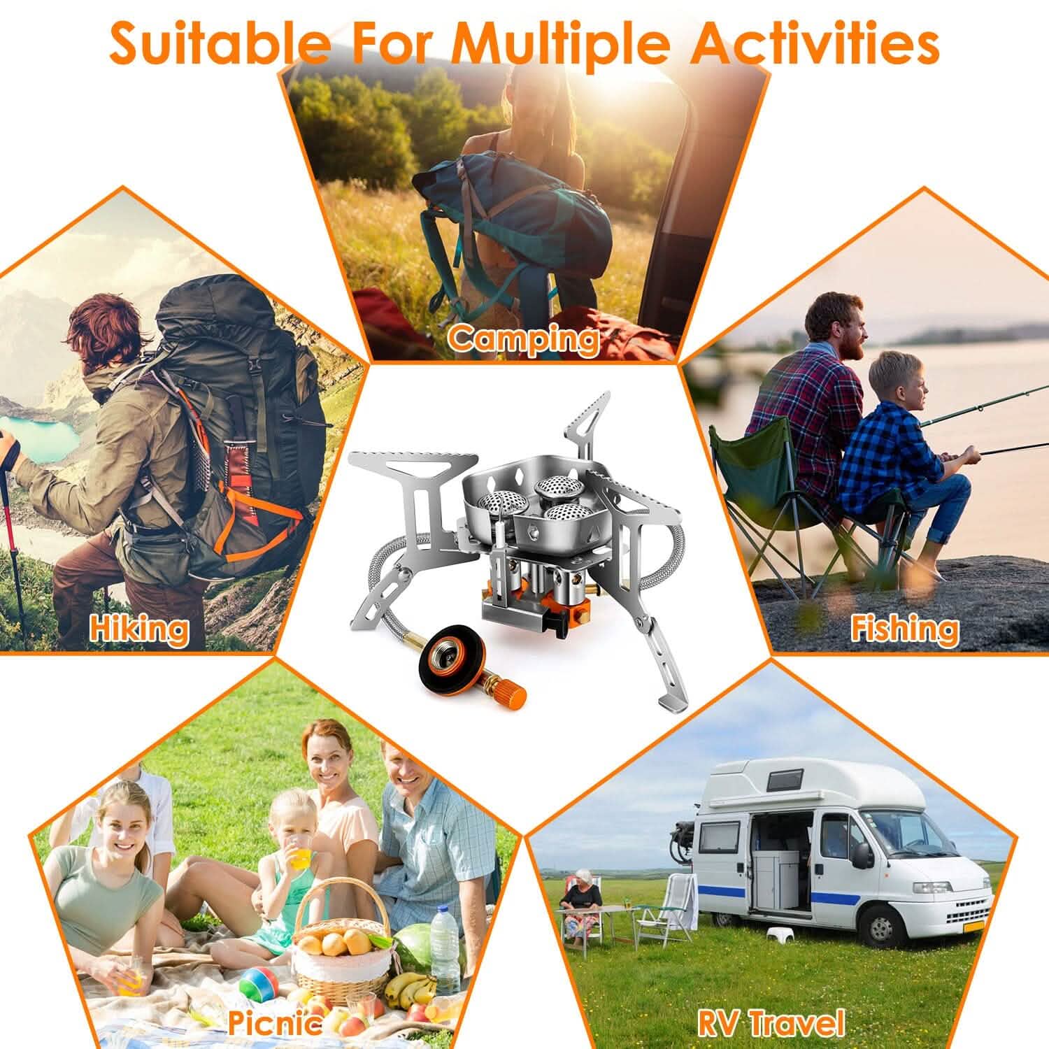 4000W Portable Camping Stove Foldable Powerful Gas Stove Backpacking Burner Sports & Outdoors - DailySale