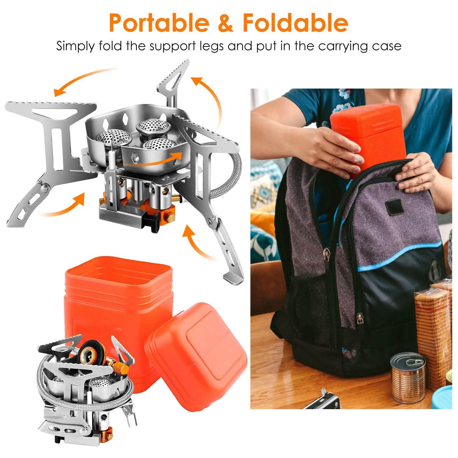 4000W Portable Camping Stove Foldable Powerful Gas Stove Backpacking Burner Sports & Outdoors - DailySale