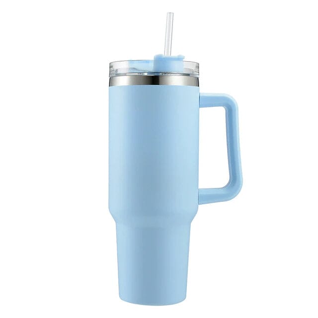 40oz Reusable Vacuum Tumbler with Insulated Double Wall and Cup Handle Sports & Outdoors Blue - DailySale