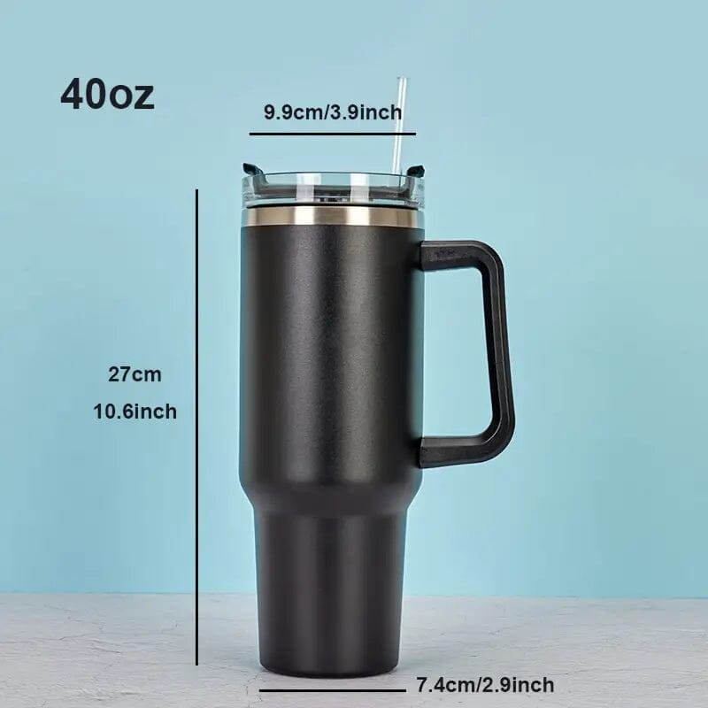 40oz Reusable Vacuum Tumbler with Insulated Double Wall and Cup Handle Sports & Outdoors - DailySale