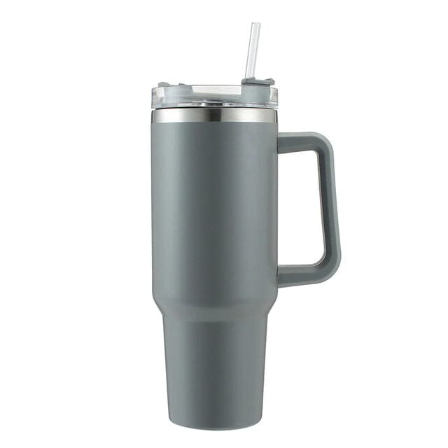 40oz Reusable Vacuum Tumbler with Insulated Double Wall and Cup Handle Sports & Outdoors Gray - DailySale