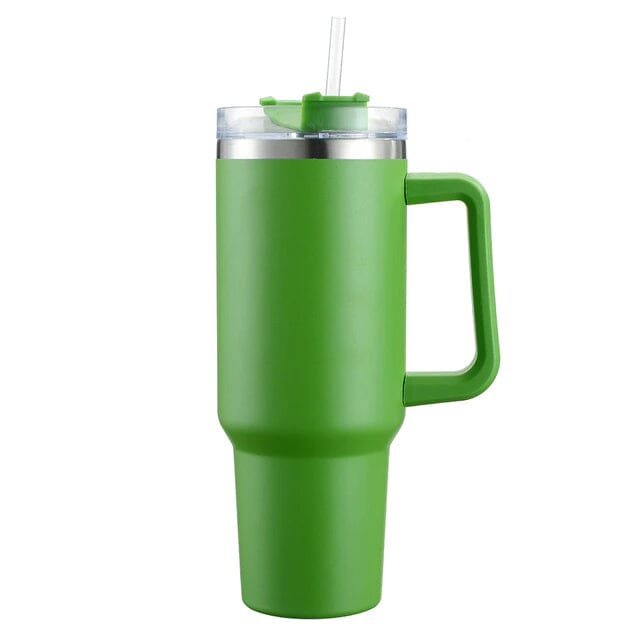 40oz Reusable Vacuum Tumbler with Insulated Double Wall and Cup Handle Sports & Outdoors Green - DailySale