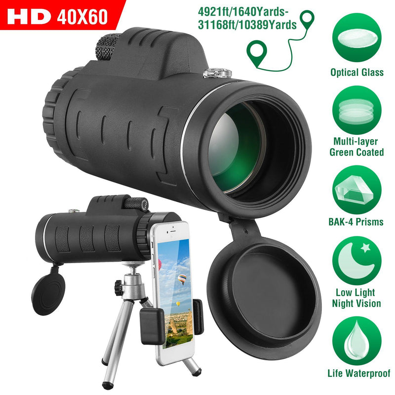 40x60 HD Optical Monocular Telescope with FMC Lens Sports & Outdoors - DailySale