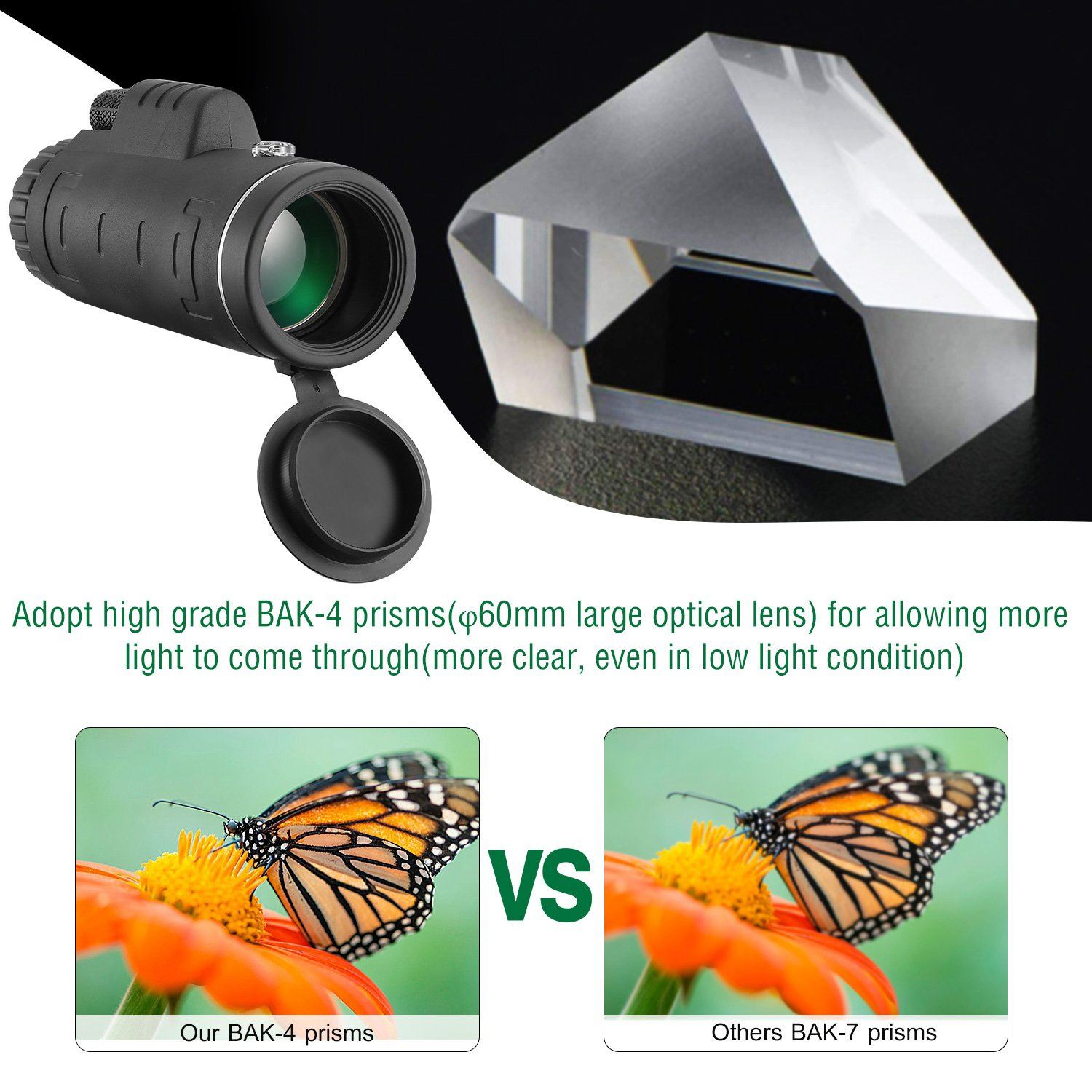 40x60 HD Optical Monocular Telescope with FMC Lens Sports & Outdoors - DailySale